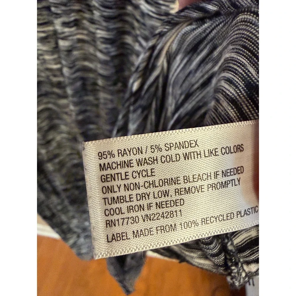 Merona Womens XL Black White Space Dye Sleeveless Elastic Waist Maxi Dress